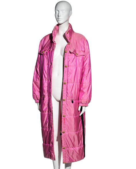 chanel pink puffer coat
